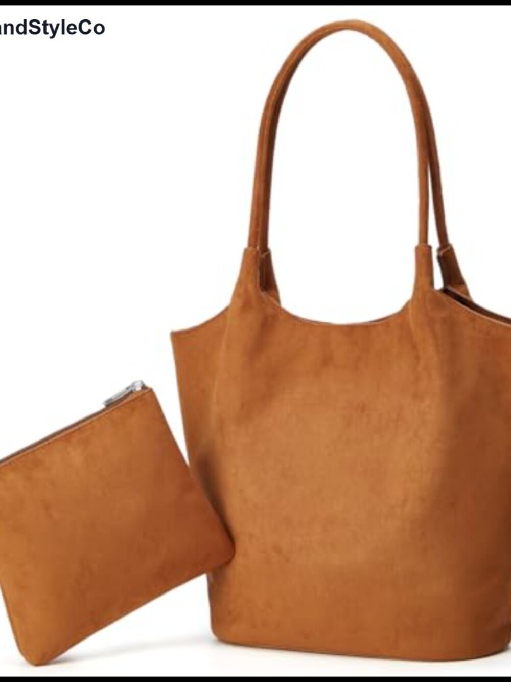 Faux Suede Shoulder Bag Large Bucket Tote Purse Casual Commuter Handbag Satchel